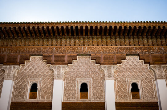 Arabic designs on the buildings in Marrakesh, Morocco.