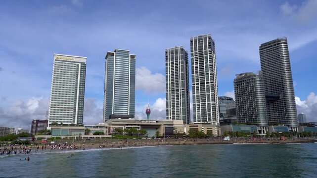 COLOMBO,SRI LANK-OCTOBER 05.2025 :View of the Colombo city skyline with modern architecture buildings including the lotus towers. Selective focus