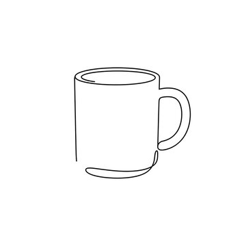 Continuous Line Art of a Coffee Mug - Drinkware & Comfort Icon