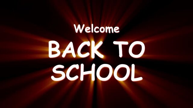 Back to School intro opener overlay featuring animated 3D text with glowing light rays, transparent alpha channel background