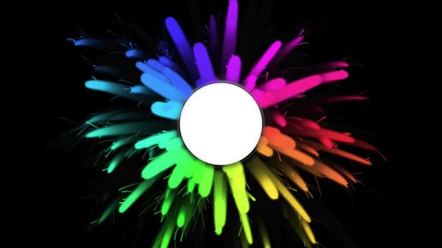 Vibrant rainbow color explosion motion background, with central copy, space for branding, and text abstract