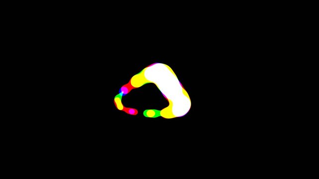 Abstract minimalist shape with vibrant chromatic aberration on black background