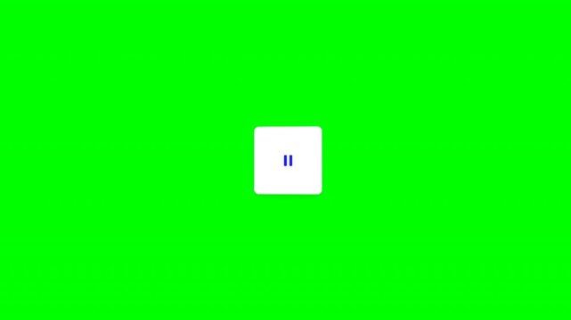 Video media play and pause button popup on green screen