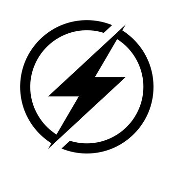 Lightning Bolt Icon in Open Circle for Electricity Energy Power Charging Speed and High Voltage