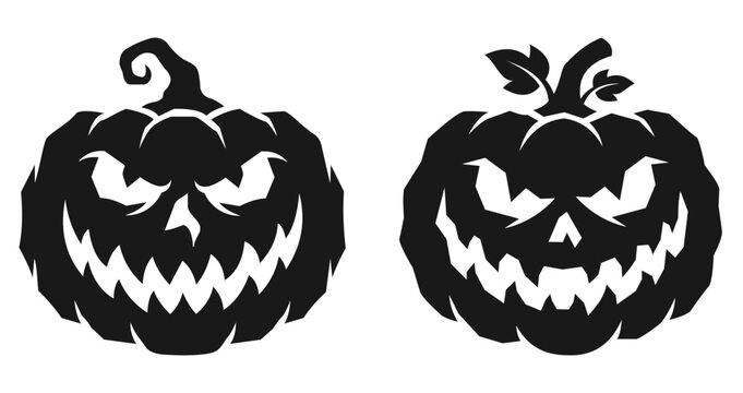 Scary Halloween Jack O Lantern Pumpkin Silhouette Vector Cut File Design