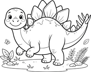Cute stegosaurus dinosaur cartoon illustration isolated on transparent background © Abul