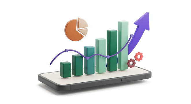 Financial Growth Chart on Smartphone with Rising Arrow, Investment and Business Analytics