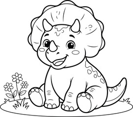 Cute baby triceratops dinosaur cartoon illustration isolated on transparent background © Abul