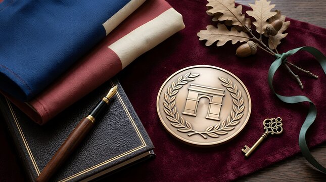 A national holiday commemorative visual presentation featuring subtle and elegant design embellishments with refined decorative touches and understated artistic flourishes creating a dignified