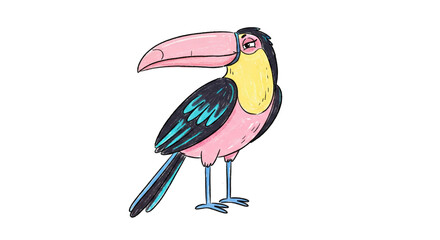 Fototapeta premium Colorful Hand-Drawn Tropical Toucan Bird Illustration