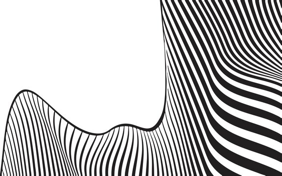 Black and White Wavy Lines Optical Illusion Abstract Wave Pattern Vector Background on Isolated Background