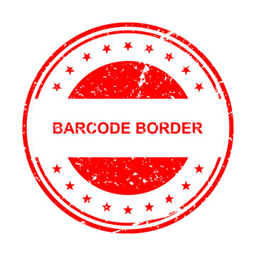 Red rubber stamp with barcode border text illustration