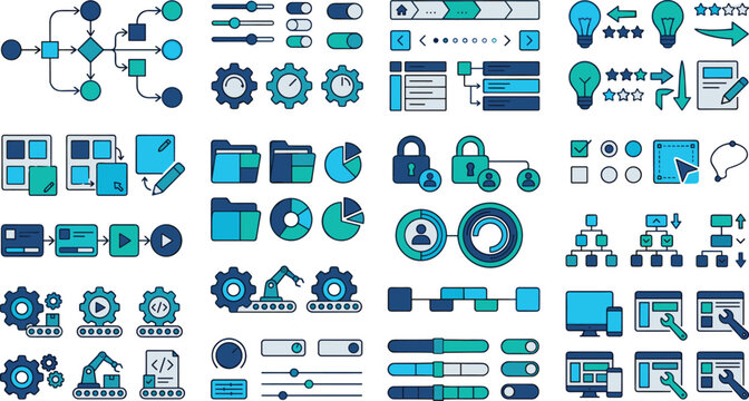 Software Development and Workflow Design Icon Set