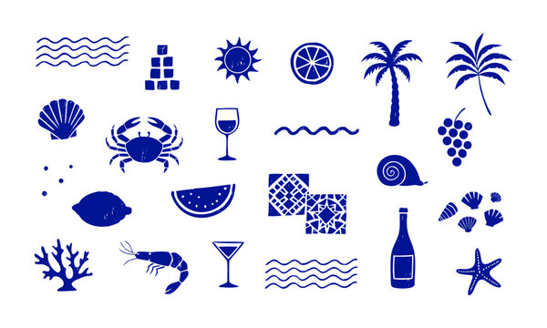 Mediterranean Summer Coastal and Sea Element Collection.