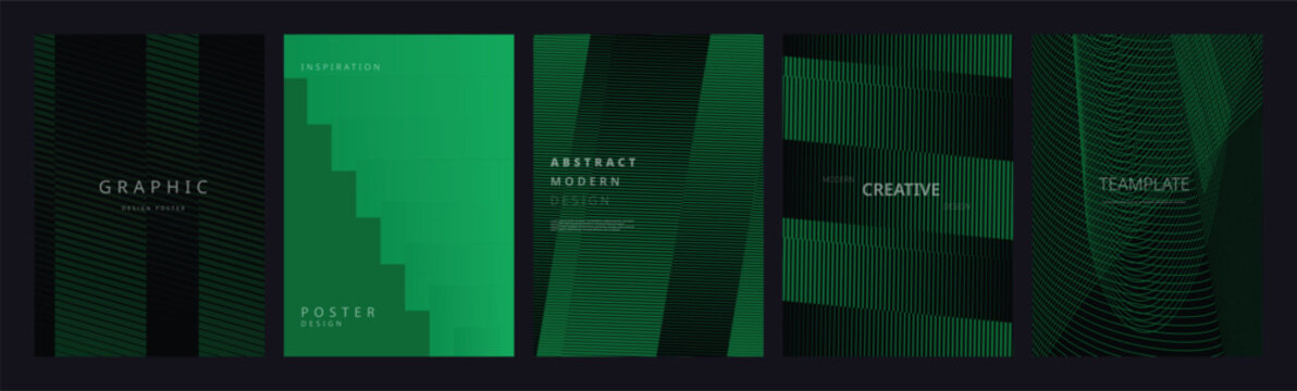 Modern abstract blue geometric poster set for creative design inspiration showcase