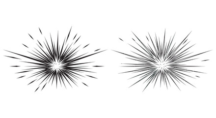 Obraz premium Explosion icon set black and white vector illustration on a white background
