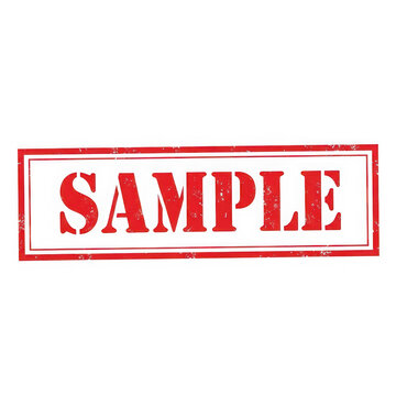 Red grunge sample rubber stamp mark on paper