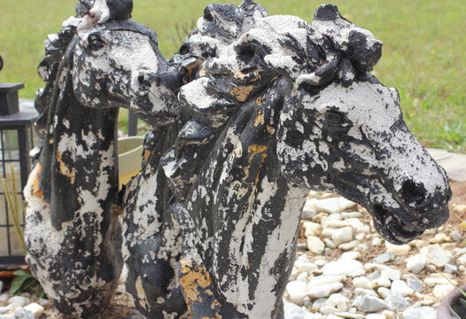Old Horse Statue on Rural Grave. East TX