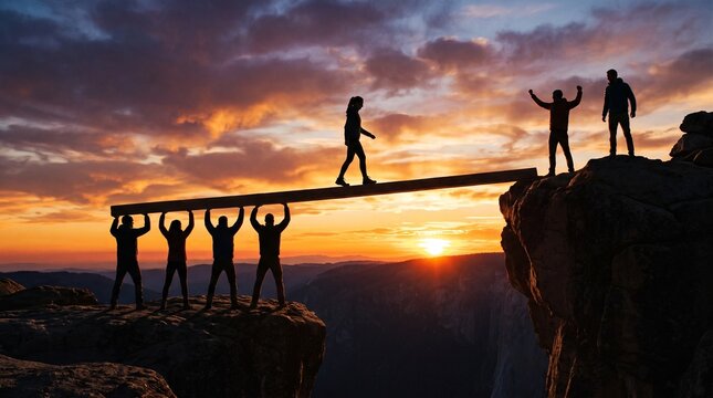 Teamwork Success Business Concept Showing People Helping Each Other