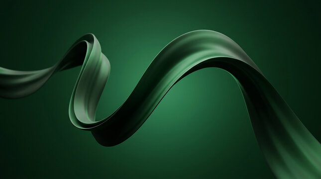 Sophisticated glossy green 3D wave floating seamlessly against a dark background perfectly suited for high end corporate elite advertising