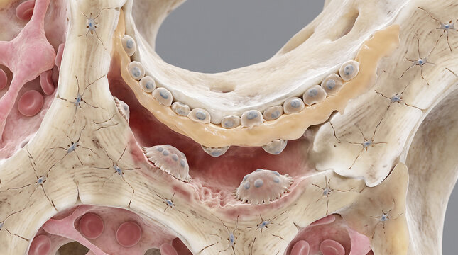 Bone Remodeling Scientific Medical Microscopy Osteoblast Osteoclast Bone Tissue Formation and Resorption