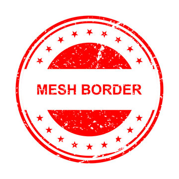 Red circular mesh border stamp with text illustration