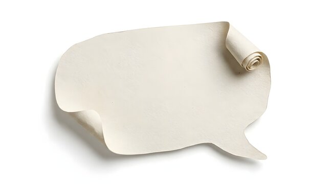 A creative blank rolled paper corner message bubble isolated on a white background for your custom text and design ideas
