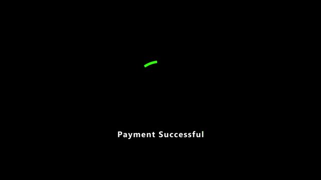  payment successful button on black background. green check mark with payment successful. Confirmation, money transaction concept. representing a digital interface for granting permission or access