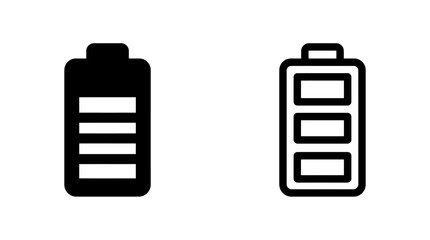Fototapeta premium Battery charging indicator icon set with filled and outline vector graphics