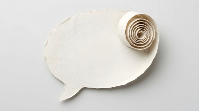 A creatively crafted speech bubble formed from a rolled corner of paper offering a unique and minimalist aesthetic for communication and design