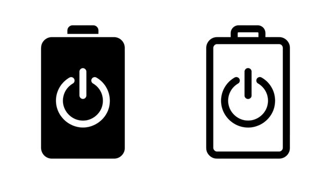 Battery power button icon vector illustration in solid and outline design