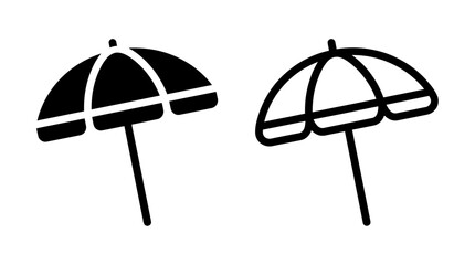 Sun parasol icon vector illustration in black and white styles with umbrella © MdDelowar