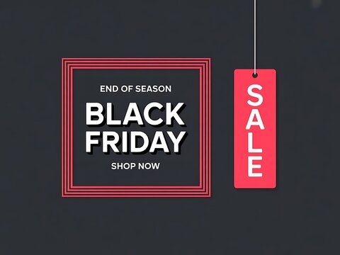 Blackfridaysalebannerwithredpricetagandgeometricframedesign