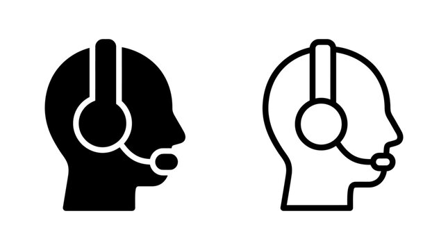 Customer support representative profile with headset vector icon set