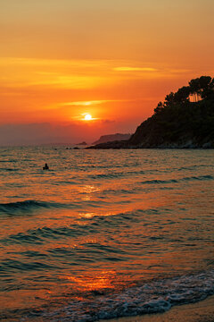 Frankreich - C&ocirc;te d&rsquo;Azur - Mittelmeer - Sonnenuntergang - Strand
