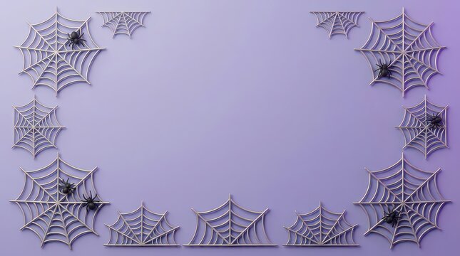 Spider webs border on purple background
