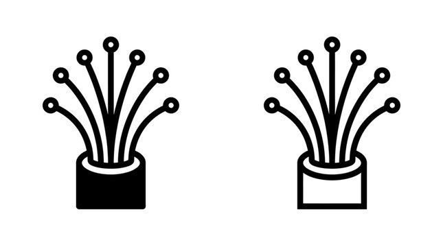 Fiber optic cable ends standing upright in a vertical bundle icon set vector