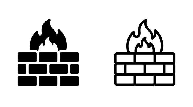 Firewall network protection icon set vector illustration with firewall
