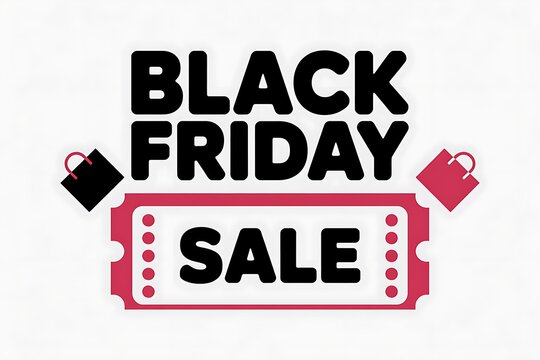 Black friday sale banner with gift boxes and ticket design for promotional advertising