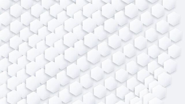 Abstract white background with a geometric pattern of 3d hexagonal shapes