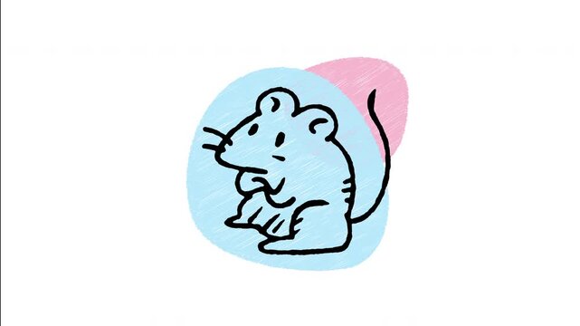 An animated hand-drawn long-tailed pet rat sitting comfortably. Great for fancy rat breeders, laboratory science research, rodent care guides, and domestic exotic pets. 