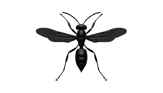 Wasp silhouette rendered in solid black stands out clearly against a bright white background, emphasizing the sharp outline and distinctive shape of the stinging insect.