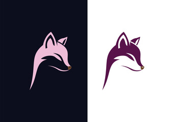 Obraz premium Minimalist Fox Logo, Fox Head Color and Outline Illustration Set vector editable Design