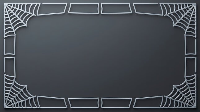 A dark chalkboard style halloween background featuring a decorative frame made of white spider webs for seasonal party invitations