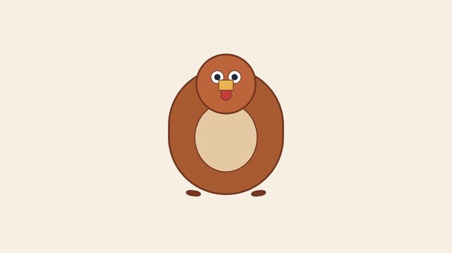 Three round cartoon turkeys animation