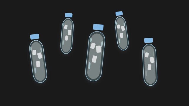 Floating plastic bottles with white debris