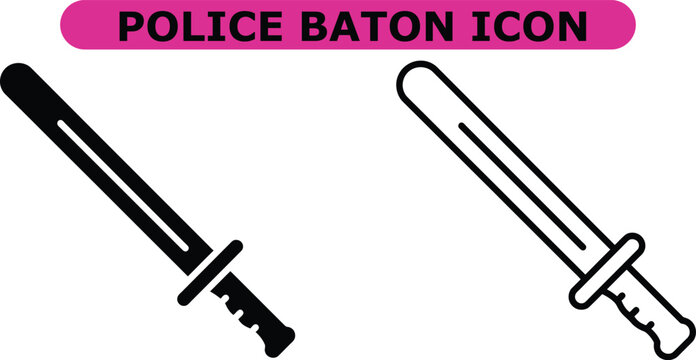 Minimalist Black and White Police Baton Icon with Grip and Tip Detail law-enforcement-icon security-symbols flat-design-illustrations corporate-security safety-icons minimalist-vector-graphics