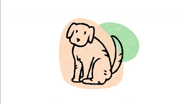 An animated hand-drawn Golden Retriever dog sitting gracefully. Perfect for dog training academies, pet grooming services, veterinary clinics, canine adoption, and family pets. 