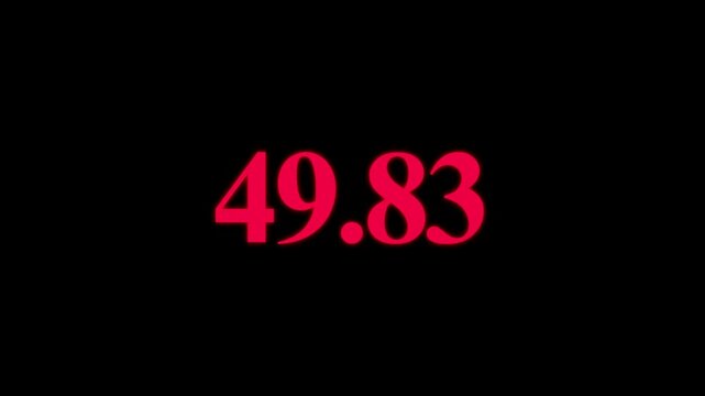 Bold pink number nine point four two on dark background
