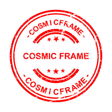 Cosmic frame stamp with space elements and stars illustration